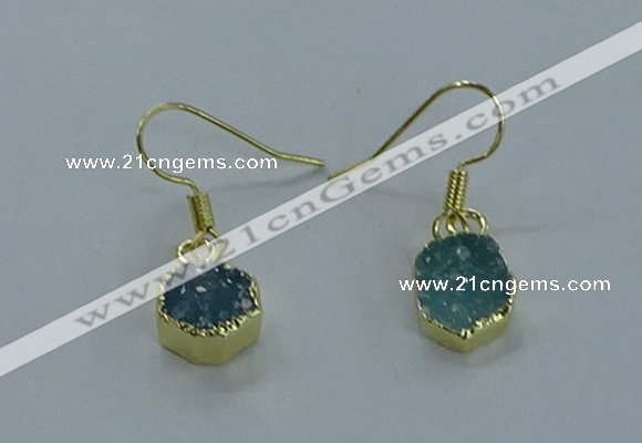 NGE335 9mm - 11mm freeform druzy agate earrings wholesale
