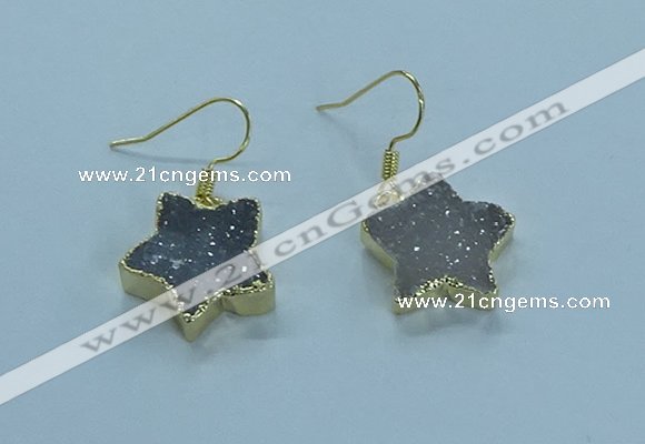NGE345 14mm - 16mm star druzy agate earrings wholesale