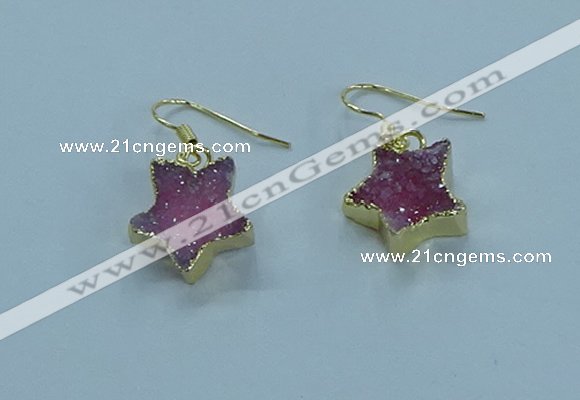 NGE348 14mm - 16mm star druzy agate earrings wholesale