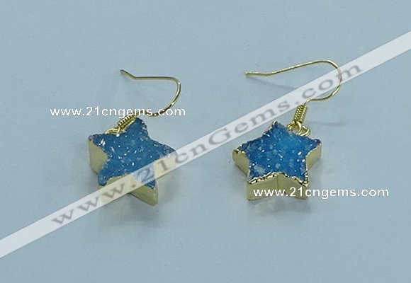 NGE349 14mm - 16mm star druzy agate earrings wholesale