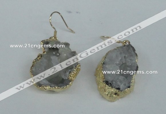 NGE35 20*25mm - 25*30mm freeform plated druzy agate earrings