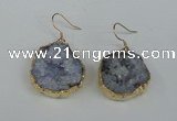 NGE36 20*25mm - 25*30mm freeform plated druzy agate earrings
