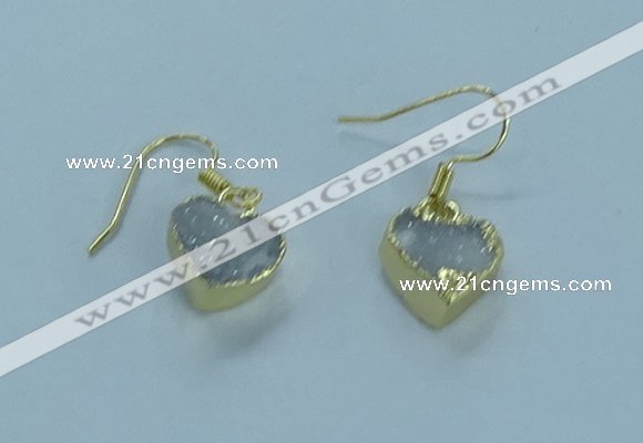 NGE360 10*10mm - 11*11mm heart druzy agate earrings wholesale