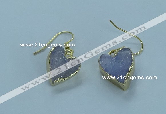 NGE370 13*13mm - 14*14mm heart druzy agate earrings wholesale