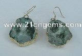 NGE38 20*25mm - 25*30mm freeform plated druzy agate earrings