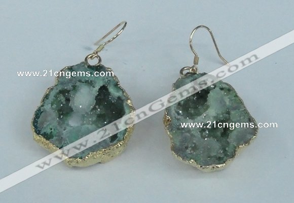 NGE38 20*25mm - 25*30mm freeform plated druzy agate earrings