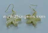 NGE389 20mm - 22mm starfish druzy agate earrings wholesale