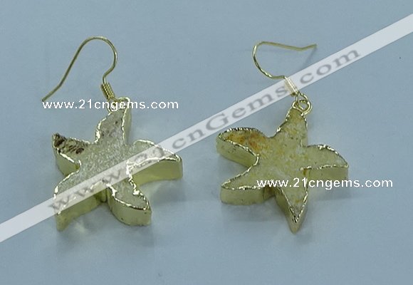 NGE389 20mm - 22mm starfish druzy agate earrings wholesale