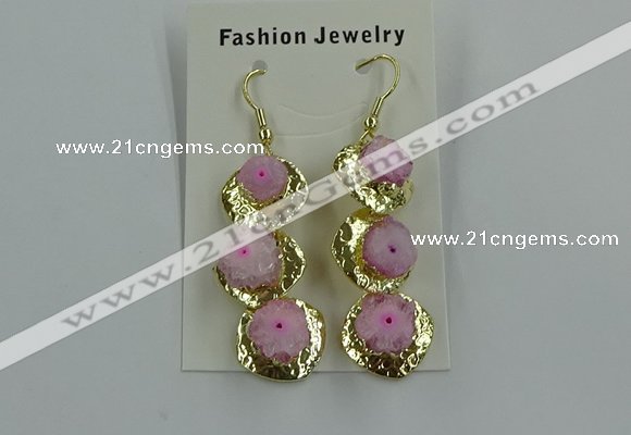 NGE394 10*32mm - 12*38mm druzy agate gemstone earrings