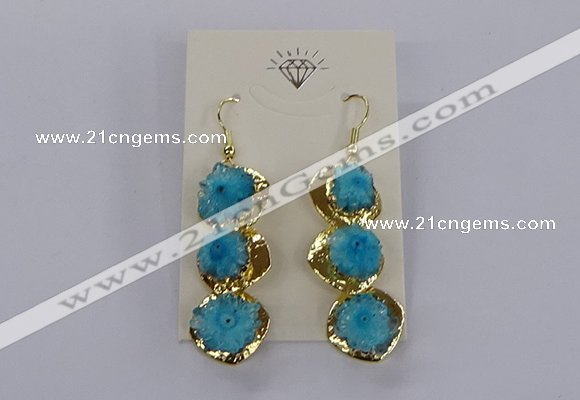 NGE395 10*32mm - 12*38mm druzy agate gemstone earrings