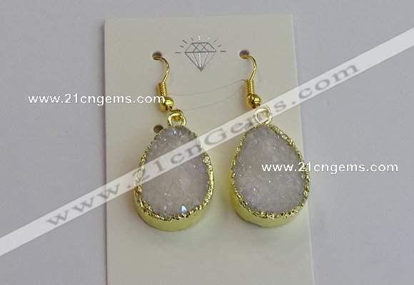 NGE401 15*20mm teardrop AB-color druzy agate gemstone earrings