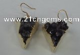 NGE41 18*22mm - 20*25mm triangle druzy amethyst earrings