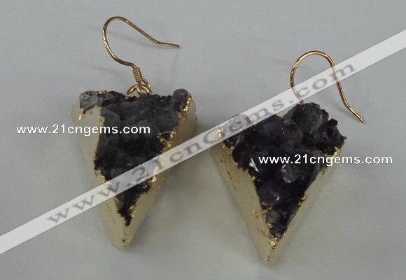 NGE41 18*22mm - 20*25mm triangle druzy amethyst earrings