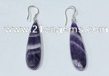 NGE410 10*35mm flat teardrop dogtooth amethyst earrings