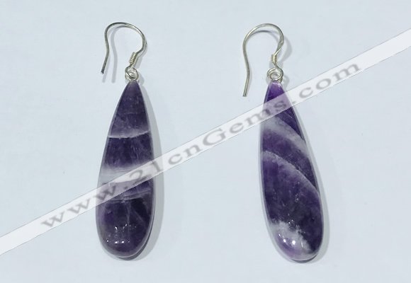 NGE410 10*35mm flat teardrop dogtooth amethyst earrings