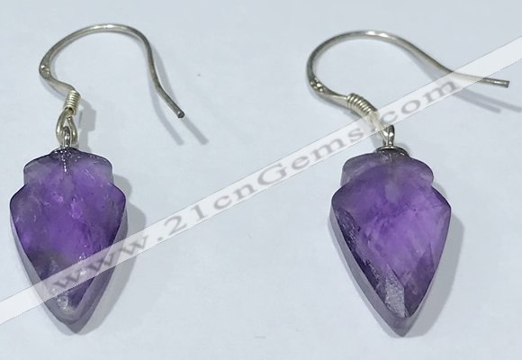 NGE422 9*15mm arrowhead-shaped amethyst earrings wholesale