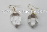 NGE43 12*20mm - 15*25mm faceted nuggets white crystal earrings