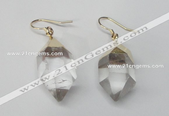 NGE43 12*20mm - 15*25mm faceted nuggets white crystal earrings