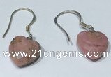 NGE430 10*10mm heart-shaped rhodonite earrings wholesale