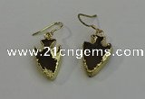 NGE5000 16*20mm - 18*25mm arrowhead smoky quartz earrings