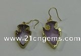 NGE5002 16*20mm - 18*25mm arrowhead amethyst earrings