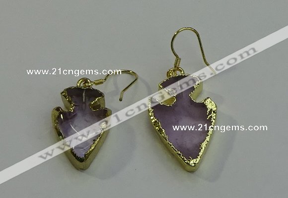 NGE5002 16*20mm - 18*25mm arrowhead amethyst earrings