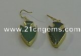 NGE5003 16*20mm - 18*25mm arrowhead green aventurine earrings