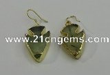 NGE5006 18*25mm - 20*30mm arrowhead green rutilated quartz earrings