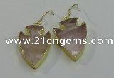 NGE5007 20*30mm - 25*30mm arrowhead rose quartz earrings