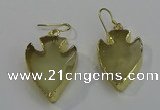 NGE5008 20*30mm - 25*30mm arrowhead lemon quartz earrings