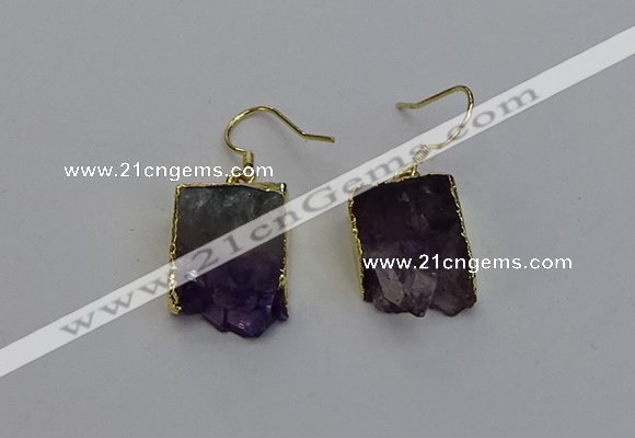 NGE5025 15*16mm - 15*20mm freeform druzy amethyst earrings