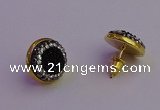 NGE5030 12mm - 14mm coin plated druzy agate gemstone earrings