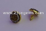 NGE5031 12mm - 14mm coin plated druzy agate gemstone earrings