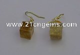 NGE5083 10*15mm cube citrine gemstone earrings wholesale