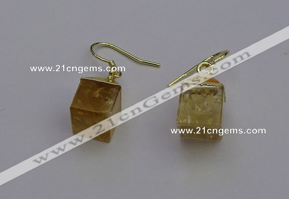 NGE5083 10*15mm cube citrine gemstone earrings wholesale
