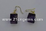 NGE5086 10*15mm cube amethyst gemstone earrings wholesale