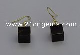 NGE5088 10*15mm cube smoky quartz gemstone earrings wholesale