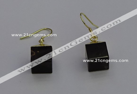 NGE5088 10*15mm cube smoky quartz gemstone earrings wholesale