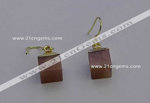 NGE5094 10*15mm cube moonstone gemstone earrings wholesale