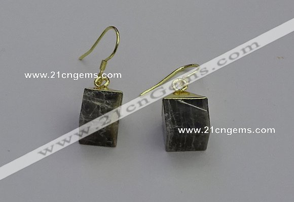 NGE5096 10*15mm cube labradorite gemstone earrings wholesale