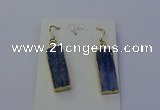 NGE5102 9*25mm rectangle blue kyanite earrings wholesale