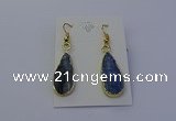 NGE5104 12*25mm flat teardrop blue kyanite earrings wholesale