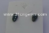 NGE5110 5*8mm freeform plated druzy quartz earrings wholesale