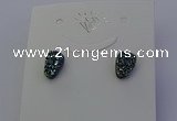 NGE5110 5*8mm freeform plated druzy quartz earrings wholesale