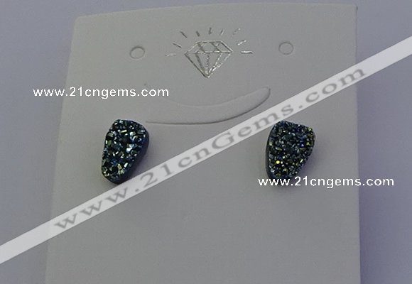 NGE5110 5*8mm freeform plated druzy quartz earrings wholesale