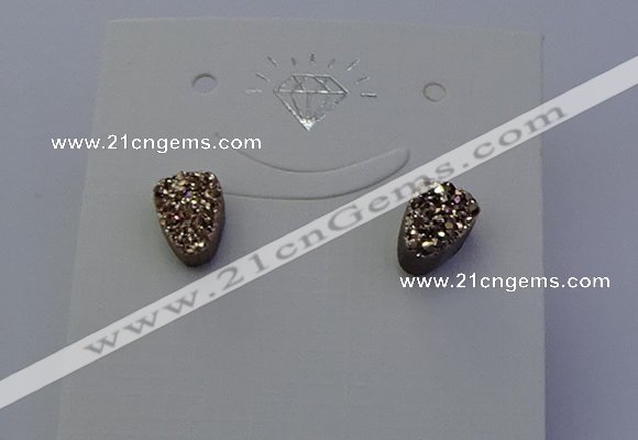 NGE5113 5*8mm freeform plated druzy quartz earrings wholesale