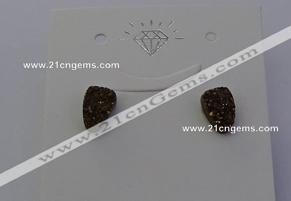 NGE5115 5*8mm freeform plated druzy quartz earrings wholesale