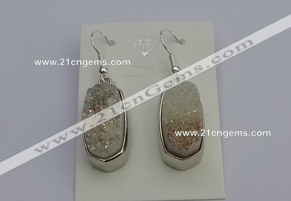 NGE5120 10*22mm - 12*25mm freeform plated druzy quartz earrings