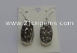 NGE5121 10*22mm - 12*25mm freeform plated druzy quartz earrings