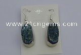 NGE5123 10*22mm - 12*25mm freeform plated druzy quartz earrings